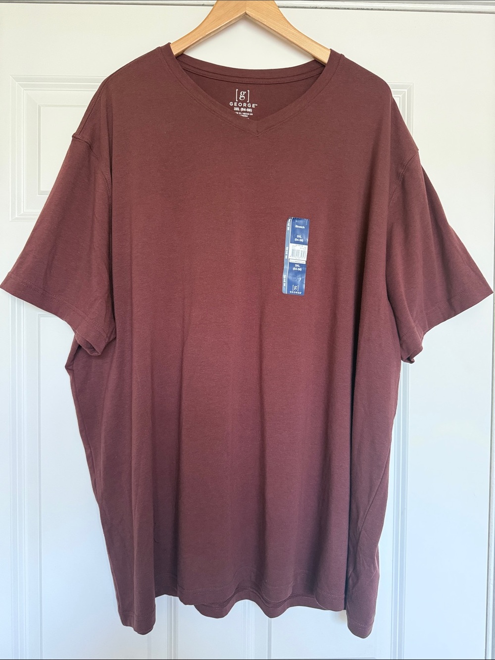 Mens 3XL Plain T Shirt George Short Sleeve V Neck Tee Stretch New Casual - Picture 3 of 7